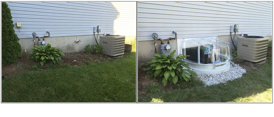 This is a before and after of installing an egress window